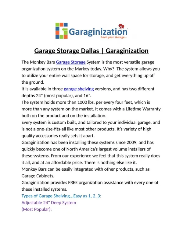 Garage Storage Dallas | Garaginization