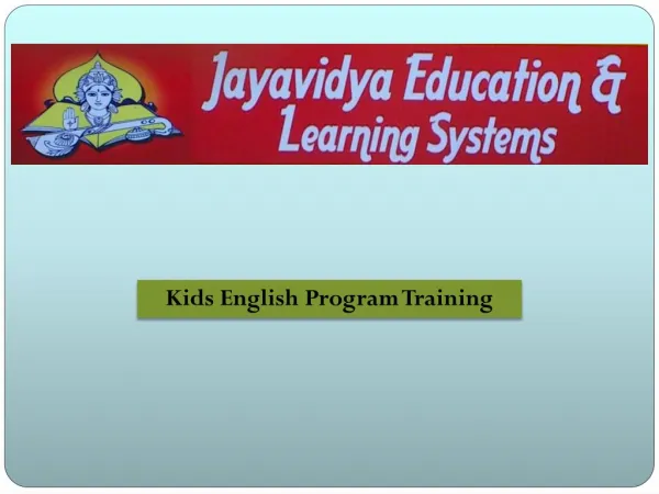 Kids English Program Training