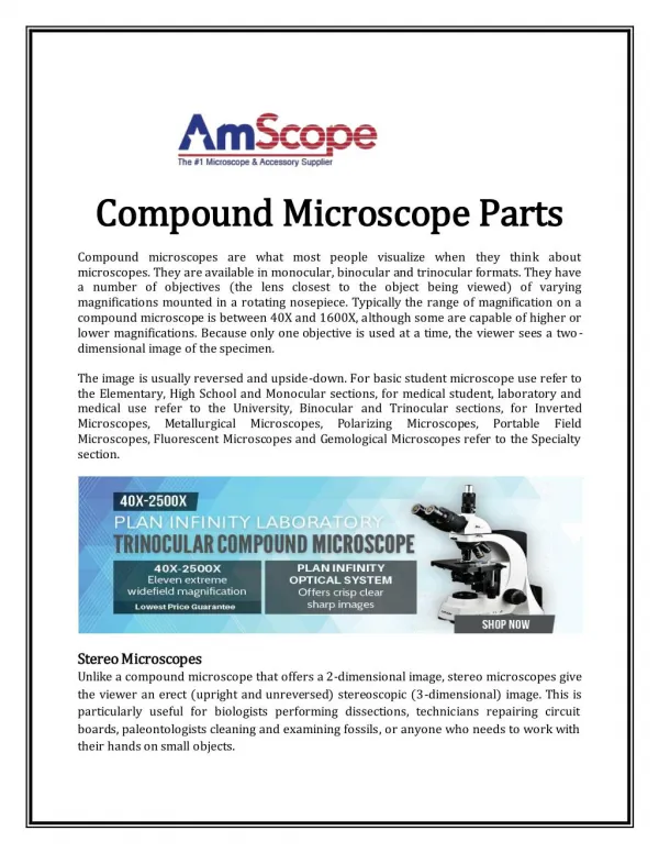 Compound Microscope Parts