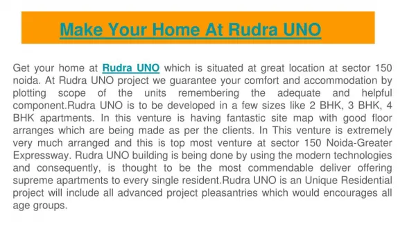 Presentation on Rudra UNO