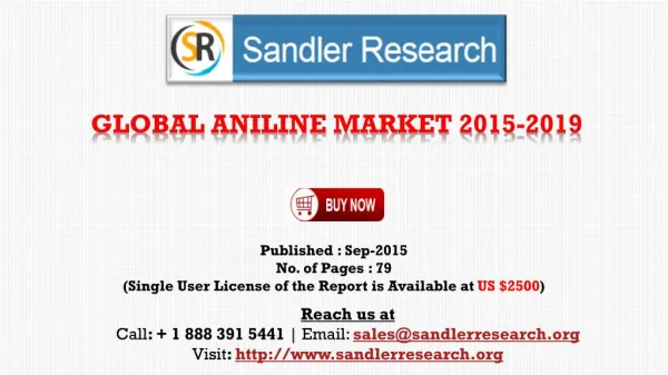 World Aniline Market to Grow at 6.76% CAGR to 2019 Says a New Research Report