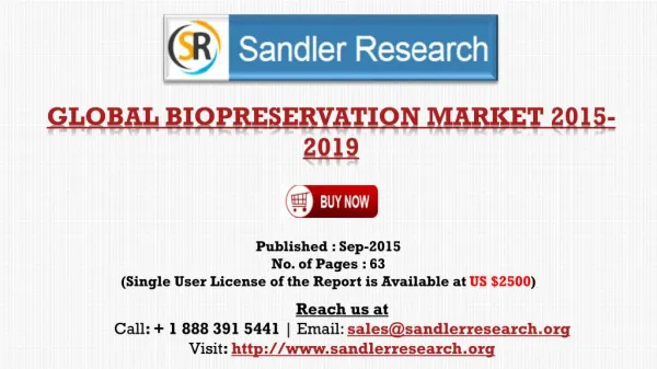 World Biopreservation Market Research Report 2015 – 2019