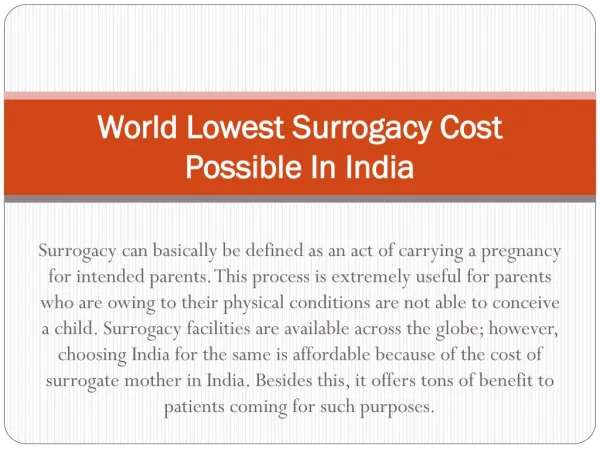 World Lowest Surrogacy Cost Possible In India