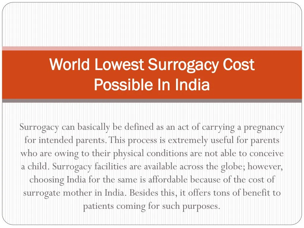 world lowest surrogacy cost possible in india