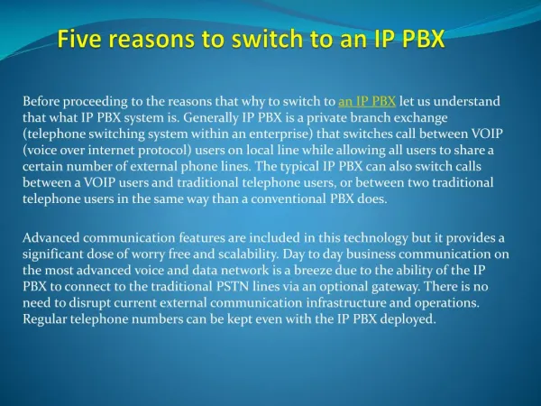 Five reasons to switch to an IP PBX