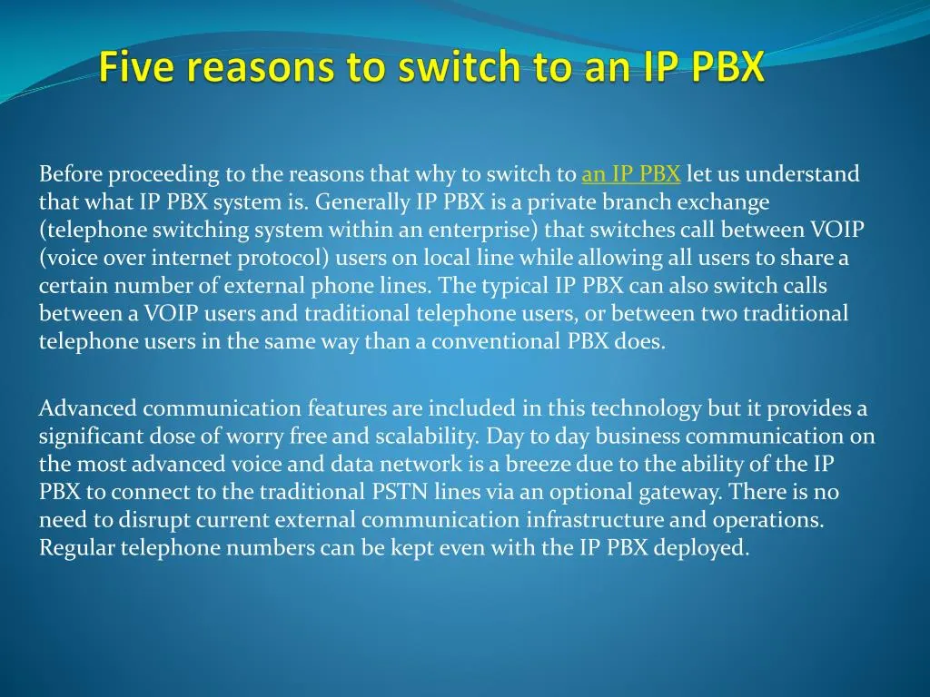 five reasons to switch to an ip pbx