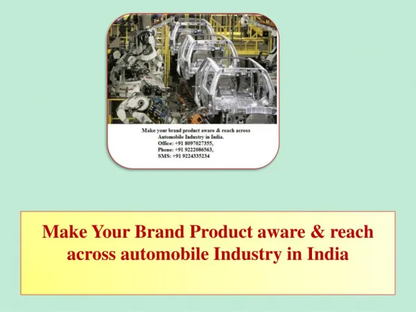 Make Your Brand Product aware & reach across automobile Industry in India