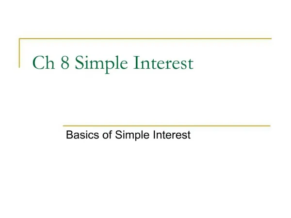 Ch 8 Simple Interest