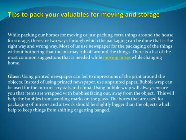 Tips to pack your valuables for moving and storage