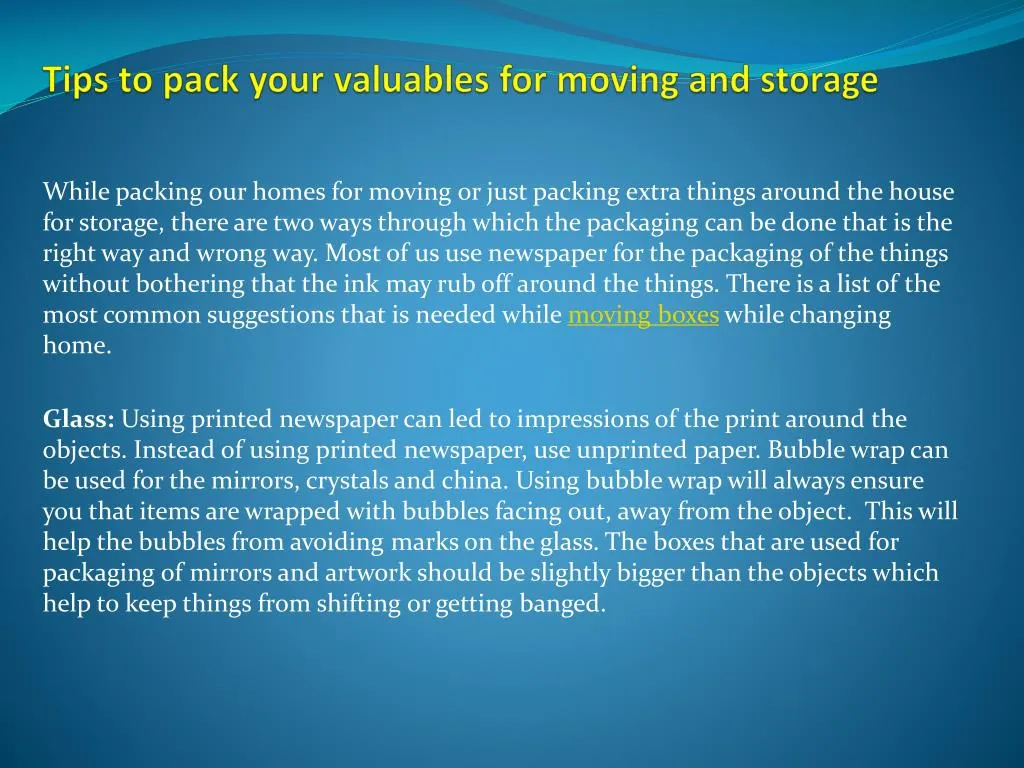 tips to pack your valuables for moving and storage