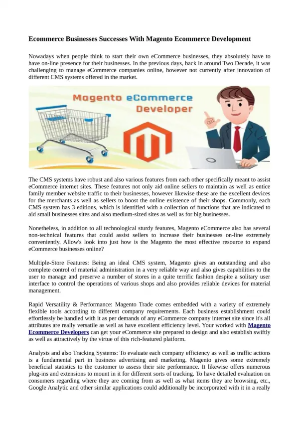 Ecommerce Businesses Successes With Magento Ecommerce Development