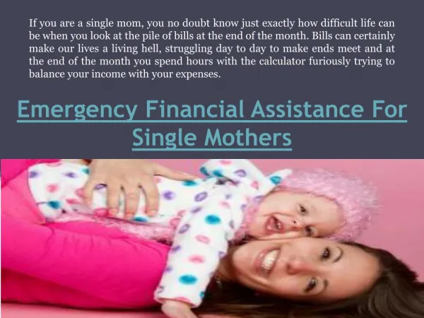 Financial Assistance For Single Mothers