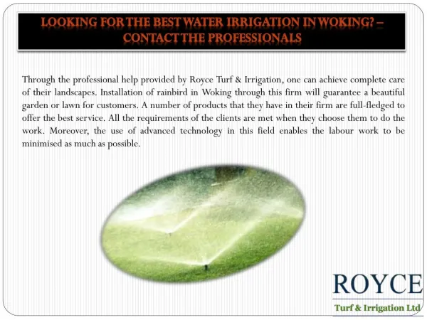 Looking for the best Water irrigation in Woking? – Contact the professionals