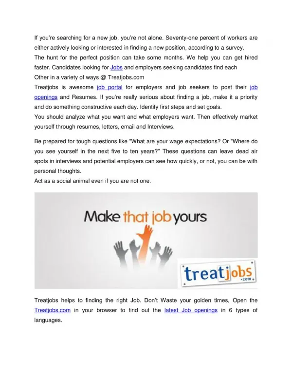 Job Interview Tips - Submit Your Resume @ Treatjobs.com
