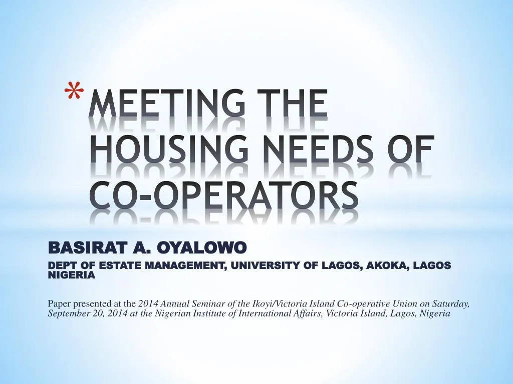 meeting the housing needs of co operators