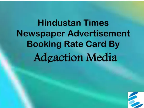 Hindustan Times Newspaper Advertisement booking Rate Card by Adeaction Media.