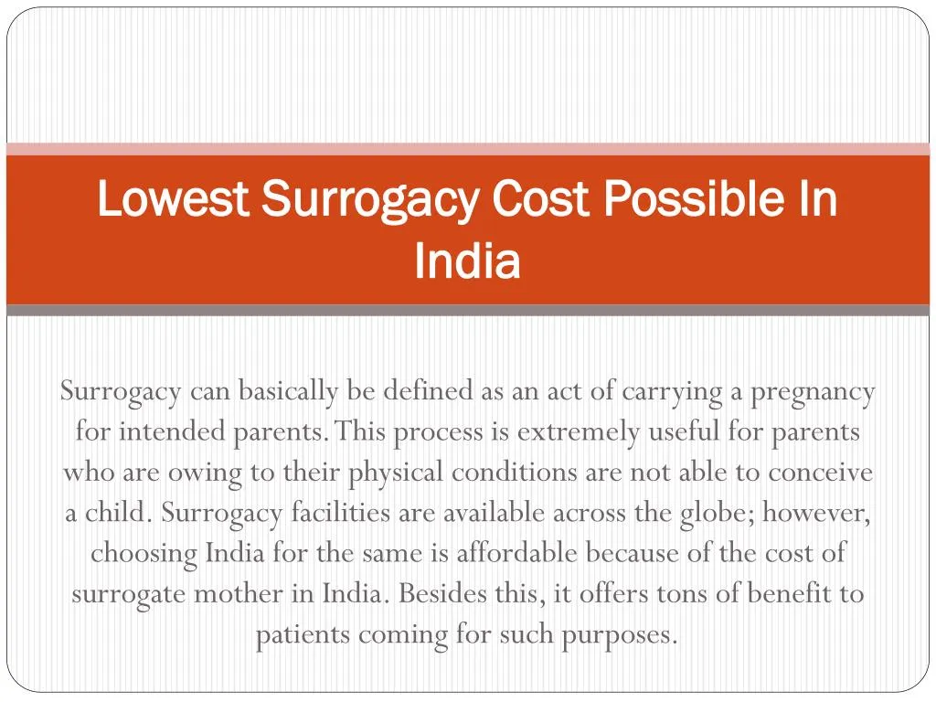 lowest surrogacy cost possible in india