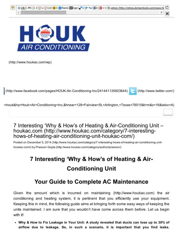 7 Interesting ‘Why & How’s of Heating & Air-Conditioning Unit