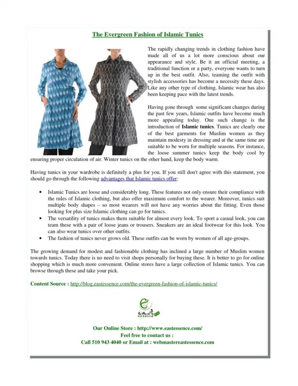 The Evergreen Fashion of Islamic Tunics