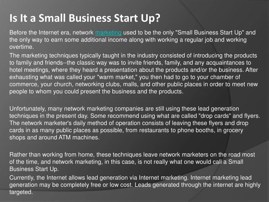 is it a small business start up