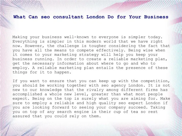 What Can seo consultant London Do for Your Company