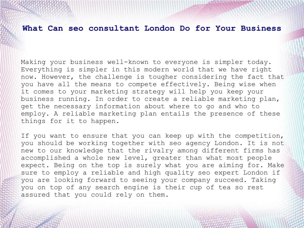 what can seo consultant london do for your business