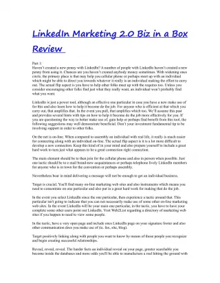 LinkedIn Marketing 2.0 Biz in a Box Review - slide 1
