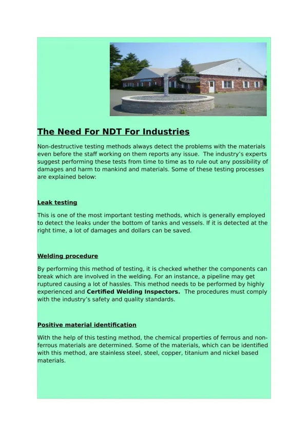 The Need For NDT For Industries