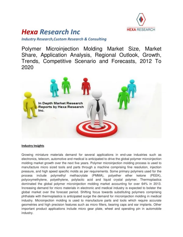 Polymer microinjection molding market size, market share, analysis and Forecast 2012 - 2020