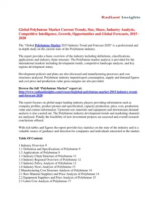 Global Polybutene Market Size Estimate By 2020 - slide 1