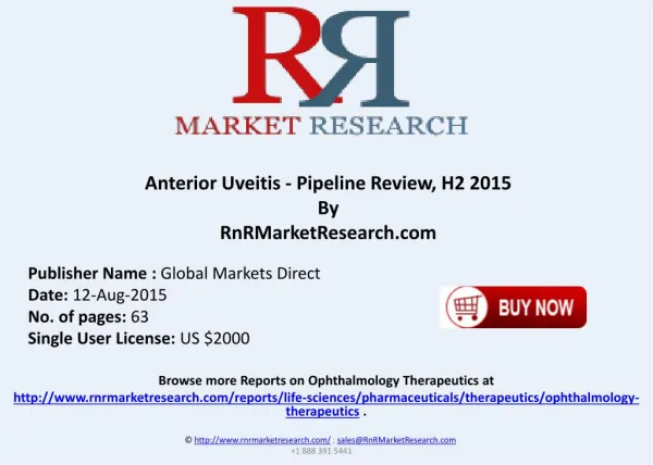 Anterior Uveitis Pipeline Therapeutics Assessment Review H2 2015