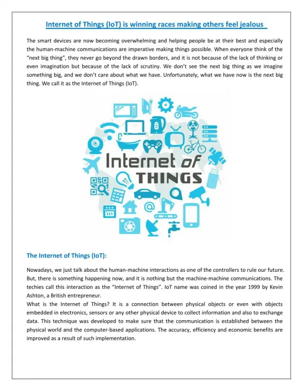 Internet Of Things Is Sure To Rule The Future