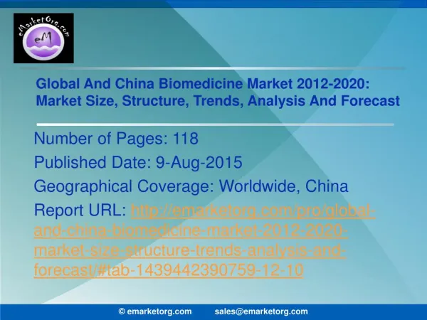 China Biomedicine Market Growth Forecast at 15% p.a. to 2020