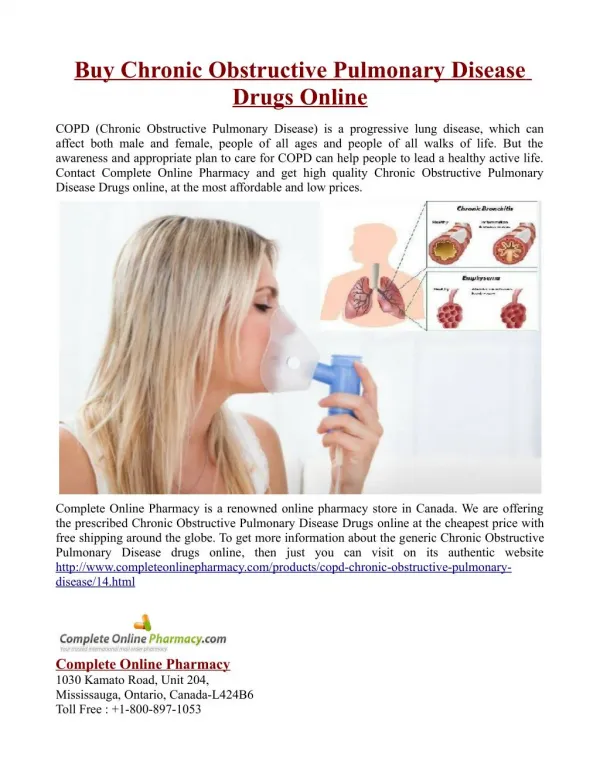 Buy Chronic Obstructive Pulmonary Disease Drugs Online