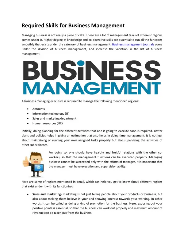 Required Skills for Business Management