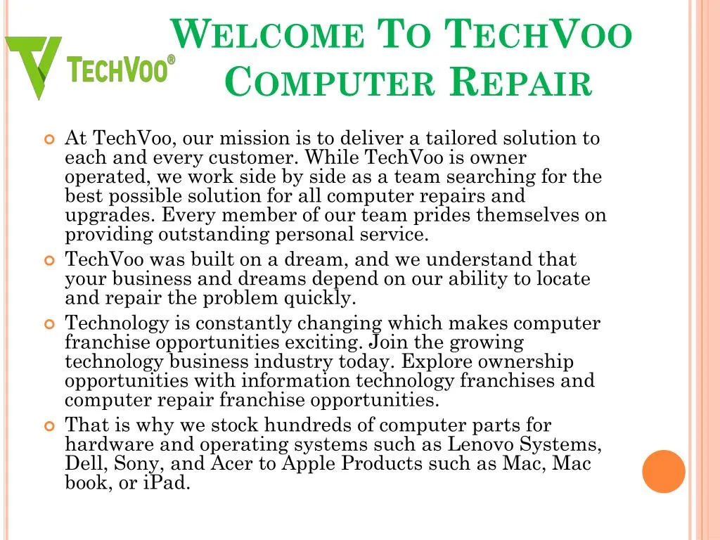 welcome to techvoo computer repair