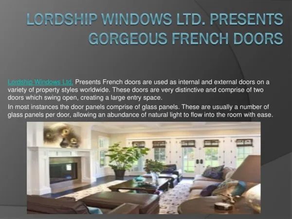 Lordship Windows Ltd. Presents Gorgeous French Doors