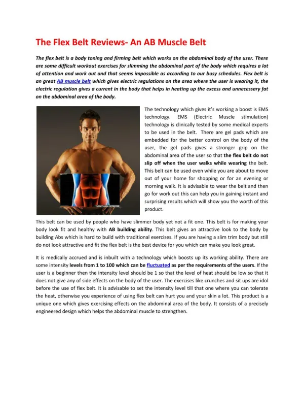 The Flex Belt Reviews- An AB Muscle Belt