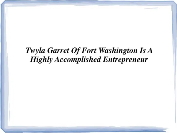 Twyla Garret Of Fort Washington is the founder of (IME)