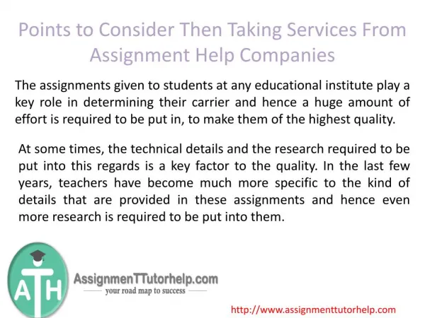 Points to Consider Then Taking Services From Assignment Help Companies