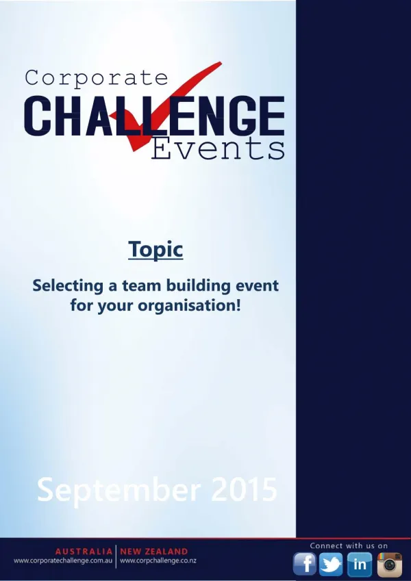 Selecting a team building event for your organisation! Corporate Challenge Events