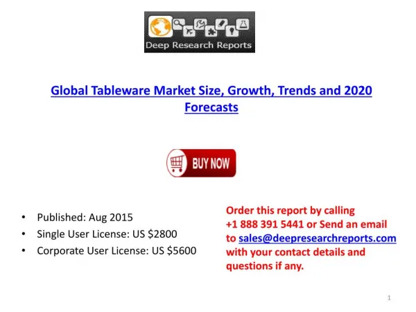 Tableware Industry Statistics and Opportunities Report 2015