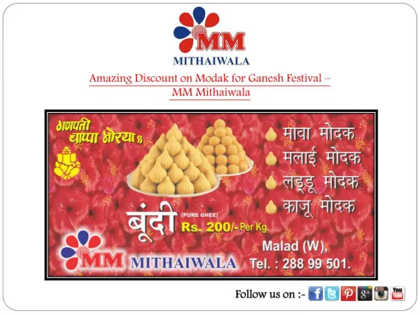 Amazing Discount on Modak for Ganesh Festival - MM Mithaiwala