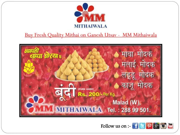 Buy Fresh Quality Mithai on Ganesh Utsav - MM Mithaiwala