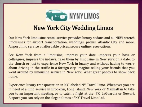 New York City Wedding Limos