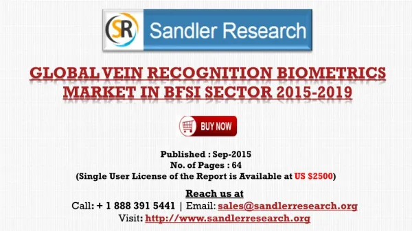 World Vein Recognition Biometrics Market in BFSI sector to Grow at 27.83% CAGR to 2019 Says a New Research Report