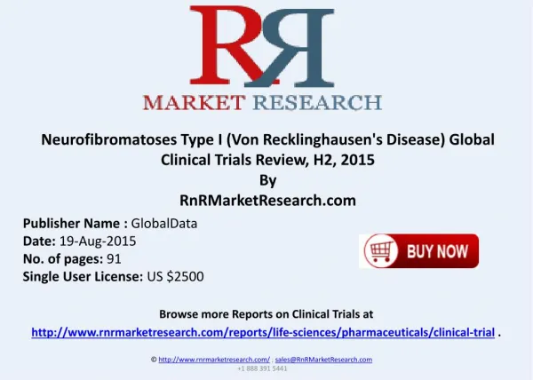 Neurofibromatoses Type I Von Recklinghausen's Disease Global Clinical Trials Review H2 2015