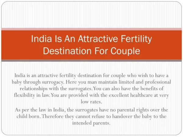 India Is An Attractive Fertility Destination For Couple