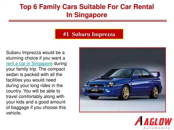 Top 6 Family Cars Suitable For Car Rental in Singapore