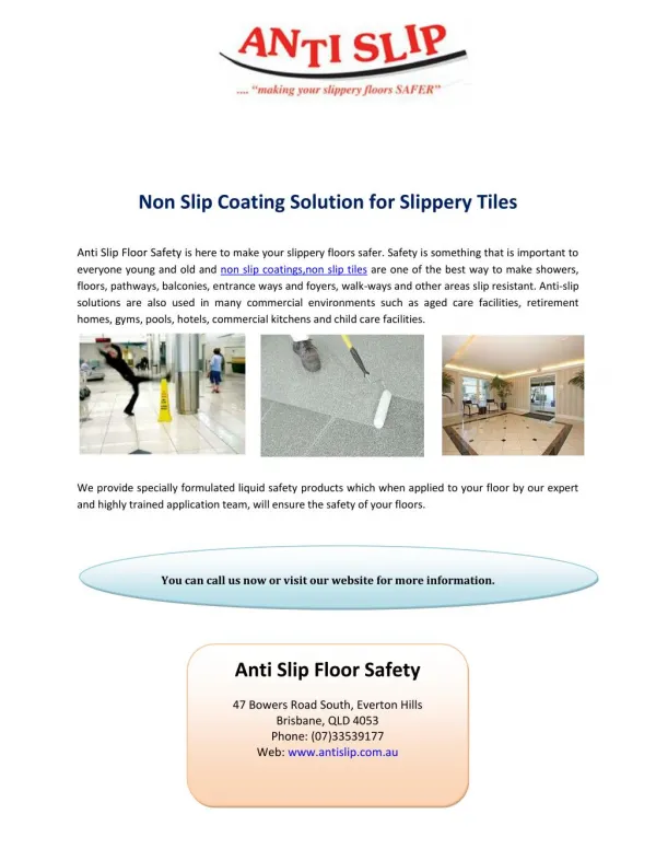 Non Slip Coating Solution for Slippery Tiles